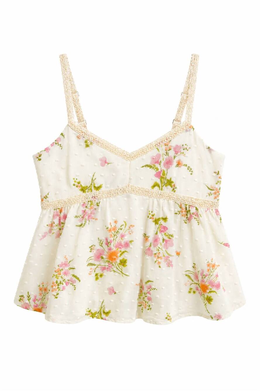 NEW KATIE J NYC women's junior bloom printed top in vintage wildflower
